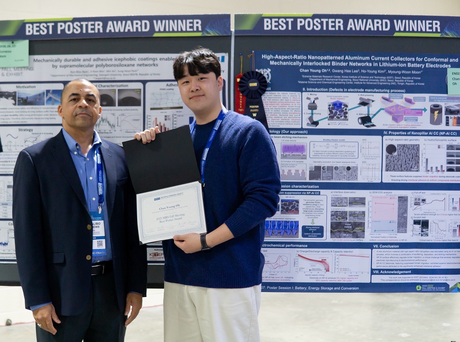 서울대 공대 기계공학부 김호영 교수 연구실 오찬영 학생, 2025 MRS 최우수 포스터상 수상